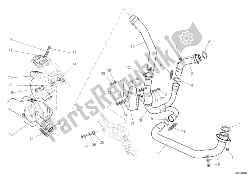 Tutte le parti per il Impianto Di Scarico del Ducati Multistrada 620 Dark USA 2006